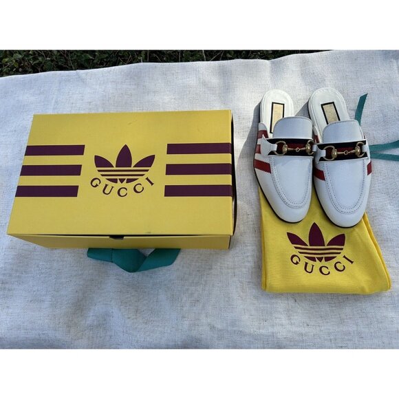 adidas x Gucci women's slipper with Horsebit 38.5 NEW - Picture 1 of 12